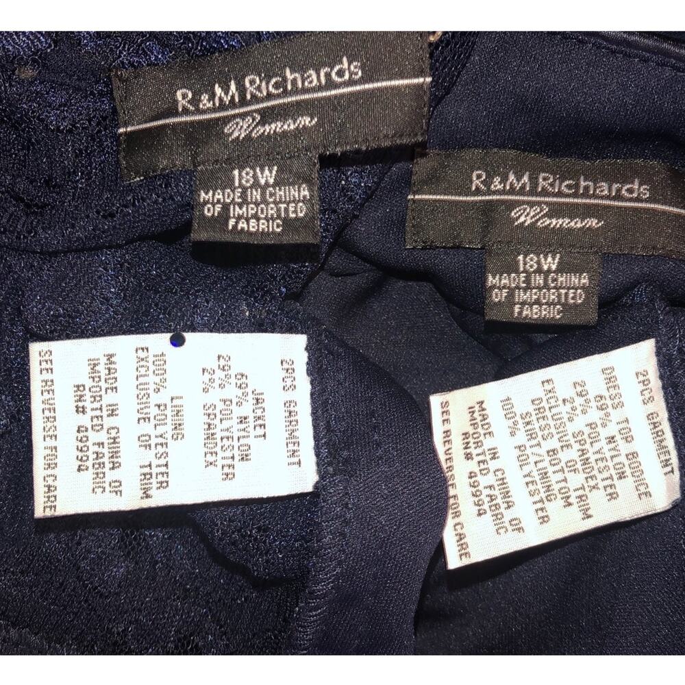 2000s R&M Richards Navy Pleated Dress Bolero Set 18W - Picture 13 of 13